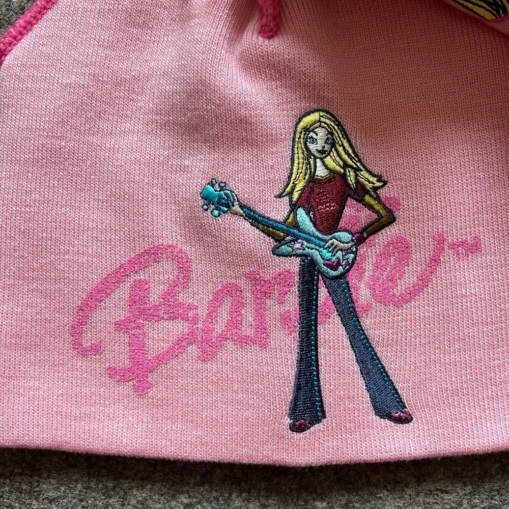 NWT Vintage Mattel Barbie Pink Embroidered Beanie Hat & Glove Set Girls Gift Y2K